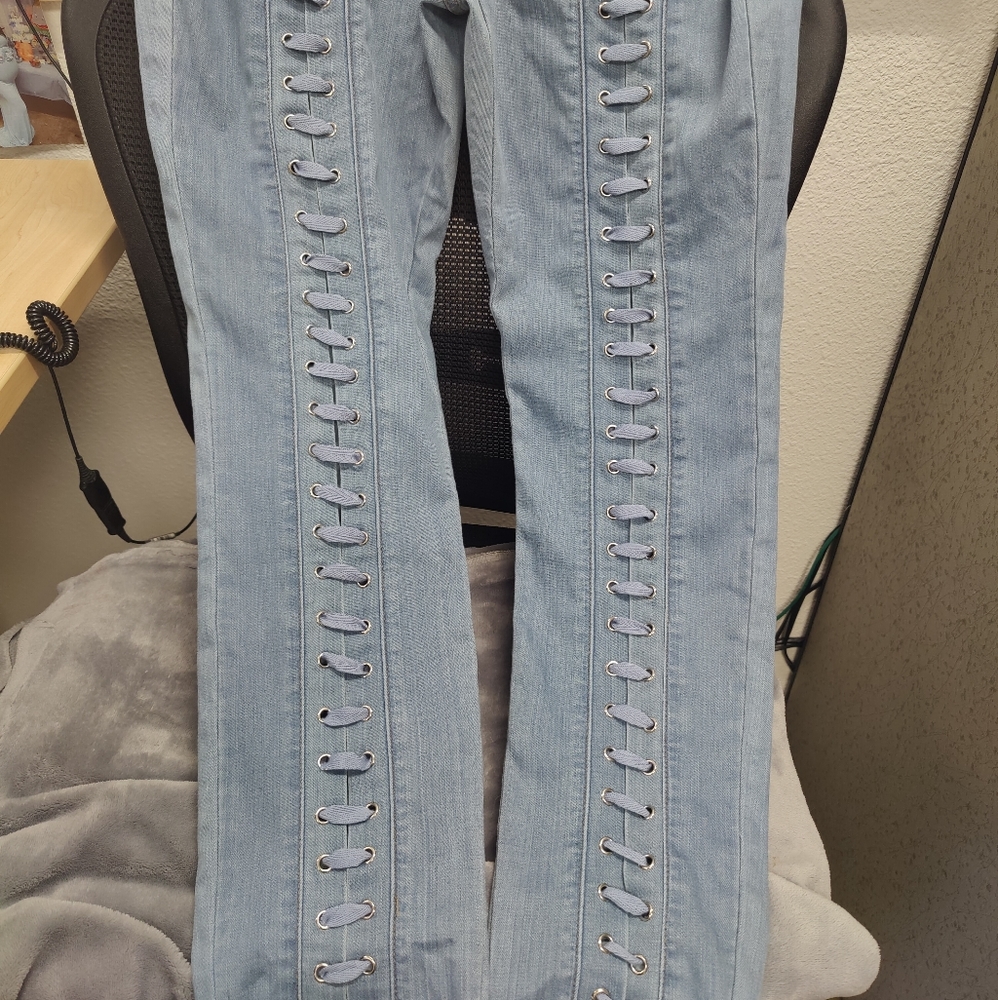 Fashion Nova lace up jeans